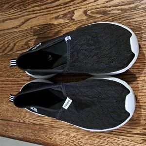 Adidas slip ons cloadfoam black white women's 8